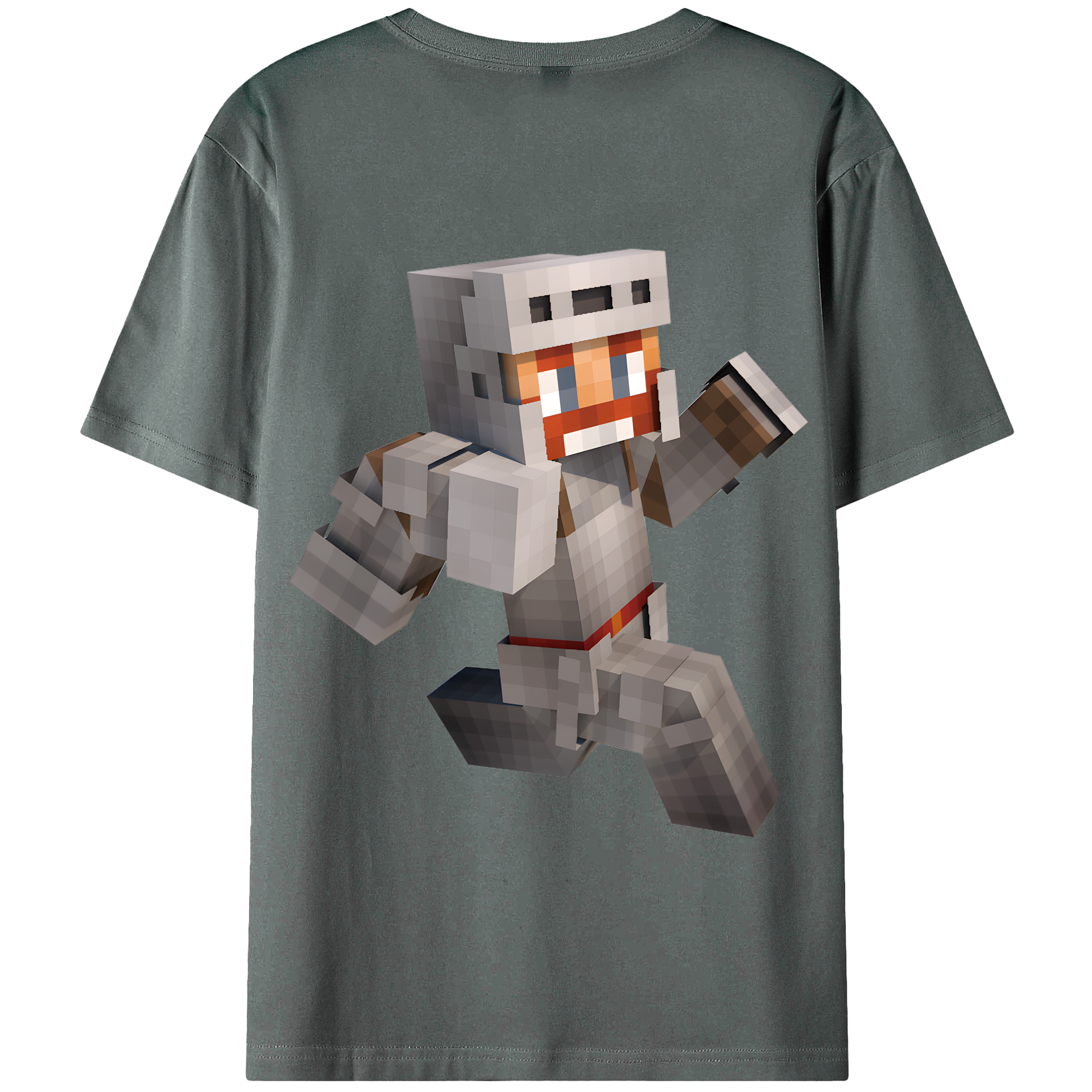 （画像用） マインクラフト ブロックの世界 Minecraft MC Block world 綿100％半袖Tシャツ（背面プリント）
